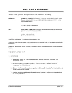 Fuel Supply Agreement