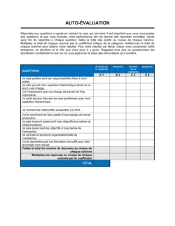 Fiche d'auto-évaluation