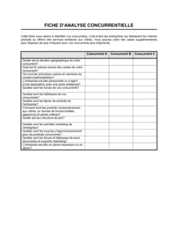 Fiche d'analyse de la concurrence