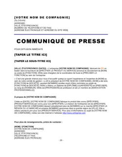 Communiqué de presse Annonce de recrutement d'employé