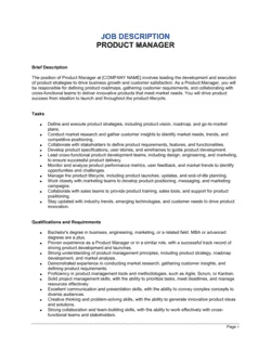 Product Manager Job Description