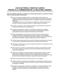 Lista de ítems a tener en cuenta previo a la extinción de la relación laboral