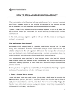 How To Open A Bank Account For A Business