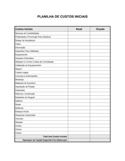 Planilha Custos de Iniciativa