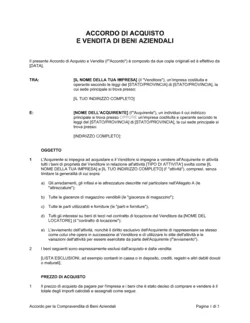 Accordo per la compravendita di beni aziendali