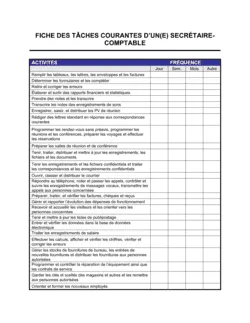 Fiche des tâches habituelles d'un(e) secrétaire-comptable