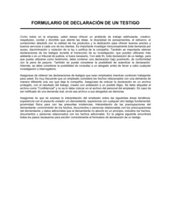 Formulario para declaración de testigo