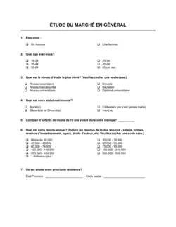 Questionnaire Étude de marché générale