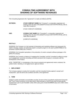 Consulting Agreement with Sharing of Software Revenues