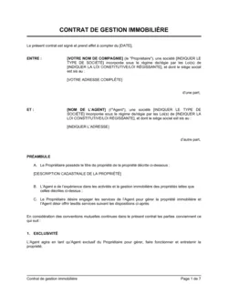 Contrat de gestion immobilière