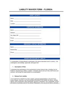 Florida Liability Waiver Form