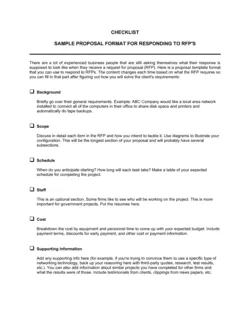 Checklist Sample Format for Responding to RFP