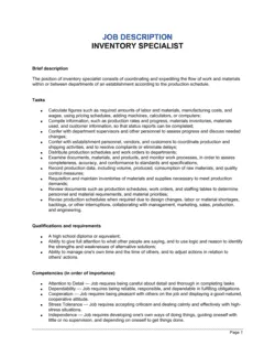 Inventory Specialist Job Description