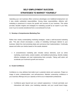 Self Employment Success Strategies To Market Yourself