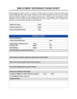 Reference Check Phone Script