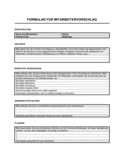 Formular für Mitarbeitervorschlag