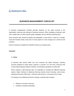 Business Management Checklist