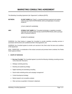 Marketing Consulting Agreement