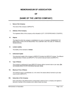 Memorandum Of Association