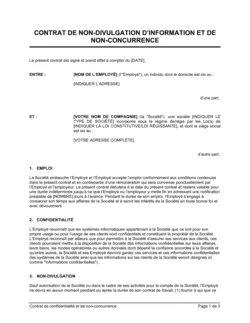 Contrat de confidentialité et de non-concurrence