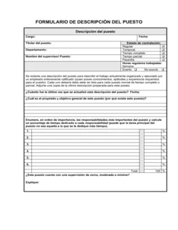 Formulario de descripción del trabajo