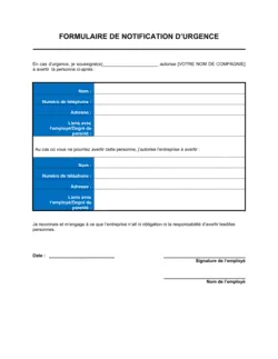 Formulaire de notification d'urgence des employés