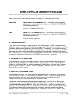 Lizenzvertrag für Trial Software