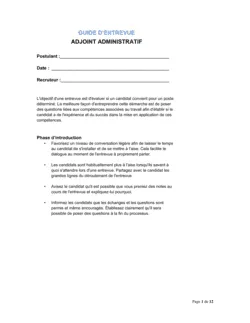 Guide d'entrevue Assistant administratif guide