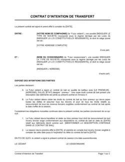 Contrat d'intention de transfert