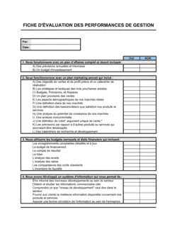 Fiche d'évaluation des performances de gestion