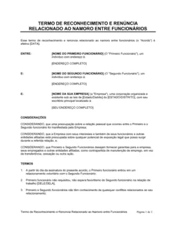 Reconhecimento e Renúncia Sobre Funcionário Namorando