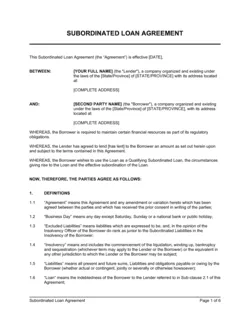 Subordinated Loan Agreement