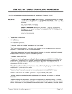 Time and Materials Consulting Agreement