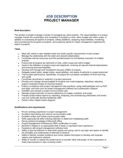 Project Manager Job Description