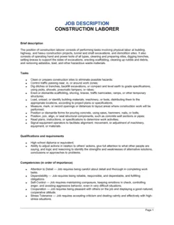 Construction Laborer Job Description