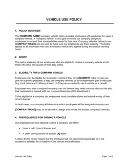 Company Vehicle Policy