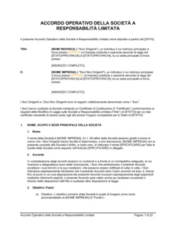 Accordo operativo della società a responsabilità limitata