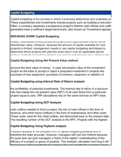 Capital Budgeting