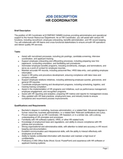 HR Coordinator Job Description