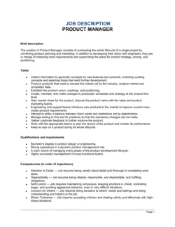 Product Manager Job Description