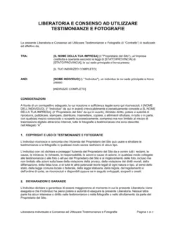 Liberatoria e consenso ad utilizzare testimonianze e fotografie