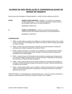 Acordo de Não-Revelação de Design do Website