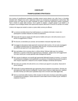 Checklist Pianificazione strategica