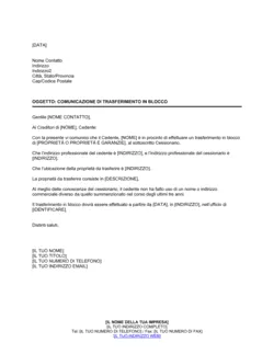 Comunicazione di trasferimento in blocco