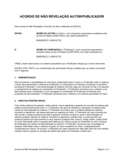 Acordo de Autor-Publicador Não-Revelação