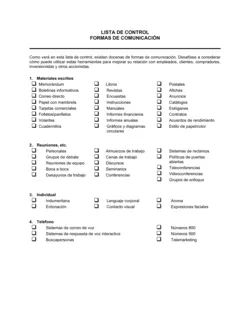 Lista de ítems a tener en cuenta formas de comunicación