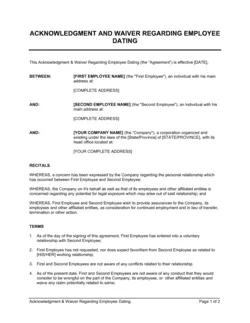 Acknowledgment and Waiver About Employee Dating