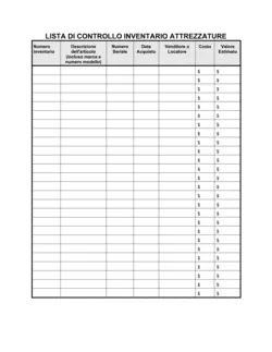 Lista di controllo inventario attrezzature