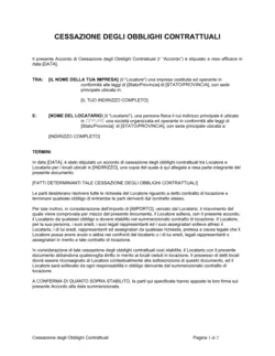 Cessazione degli obblighi contrattuali