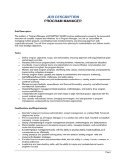 Program Manager Job Description